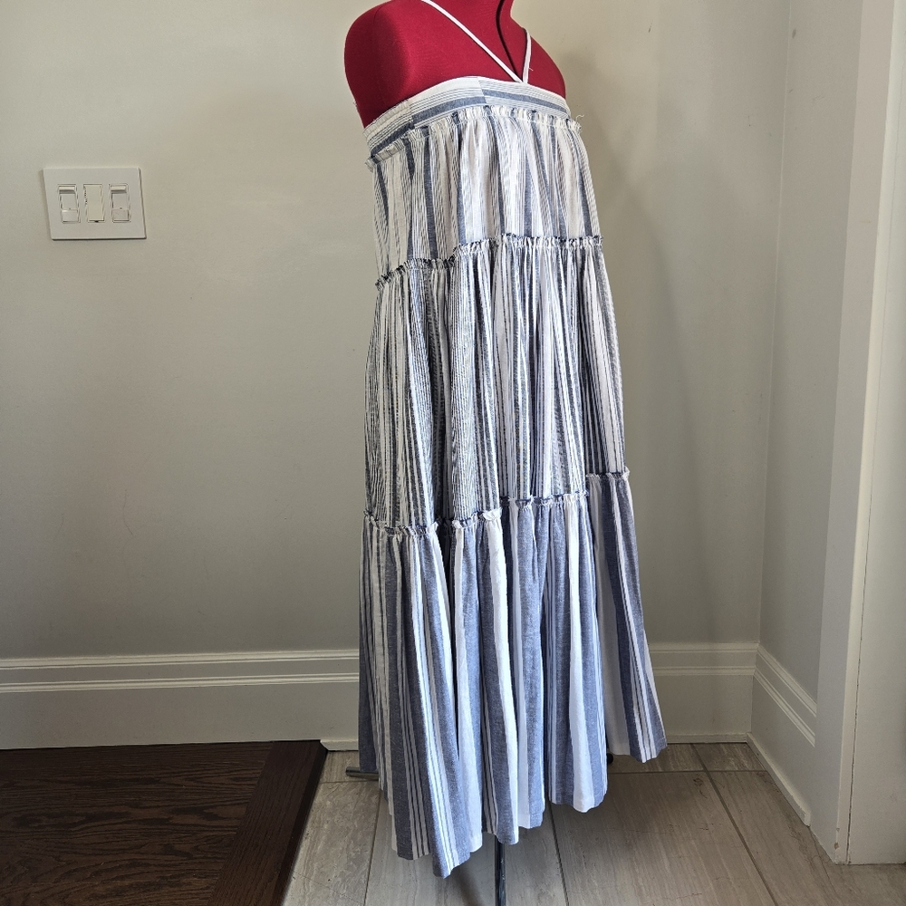 NWOT J CREW Linen Flounced Cover Up Beach Sun Strappy Maxi Dress* White … - Picture 5 of 14